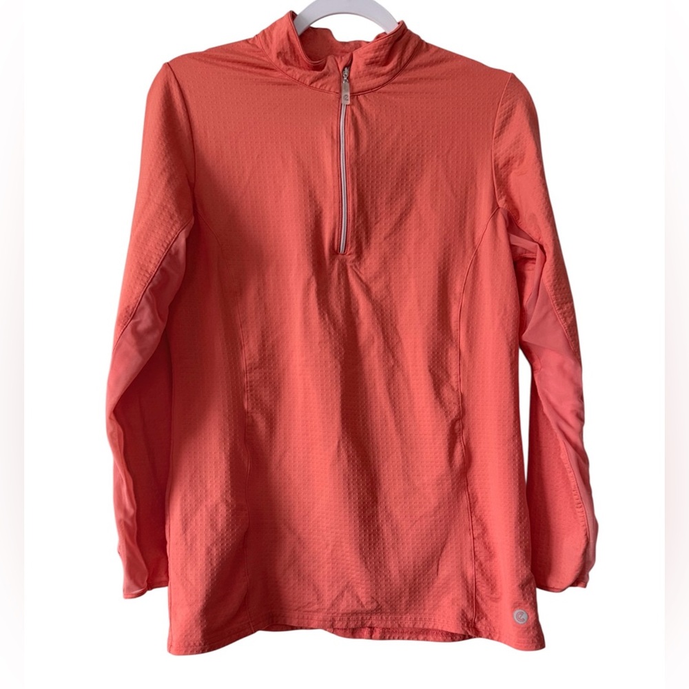 Bette & Court women’s Medium 1/4 zip long sleeve salmon shirt